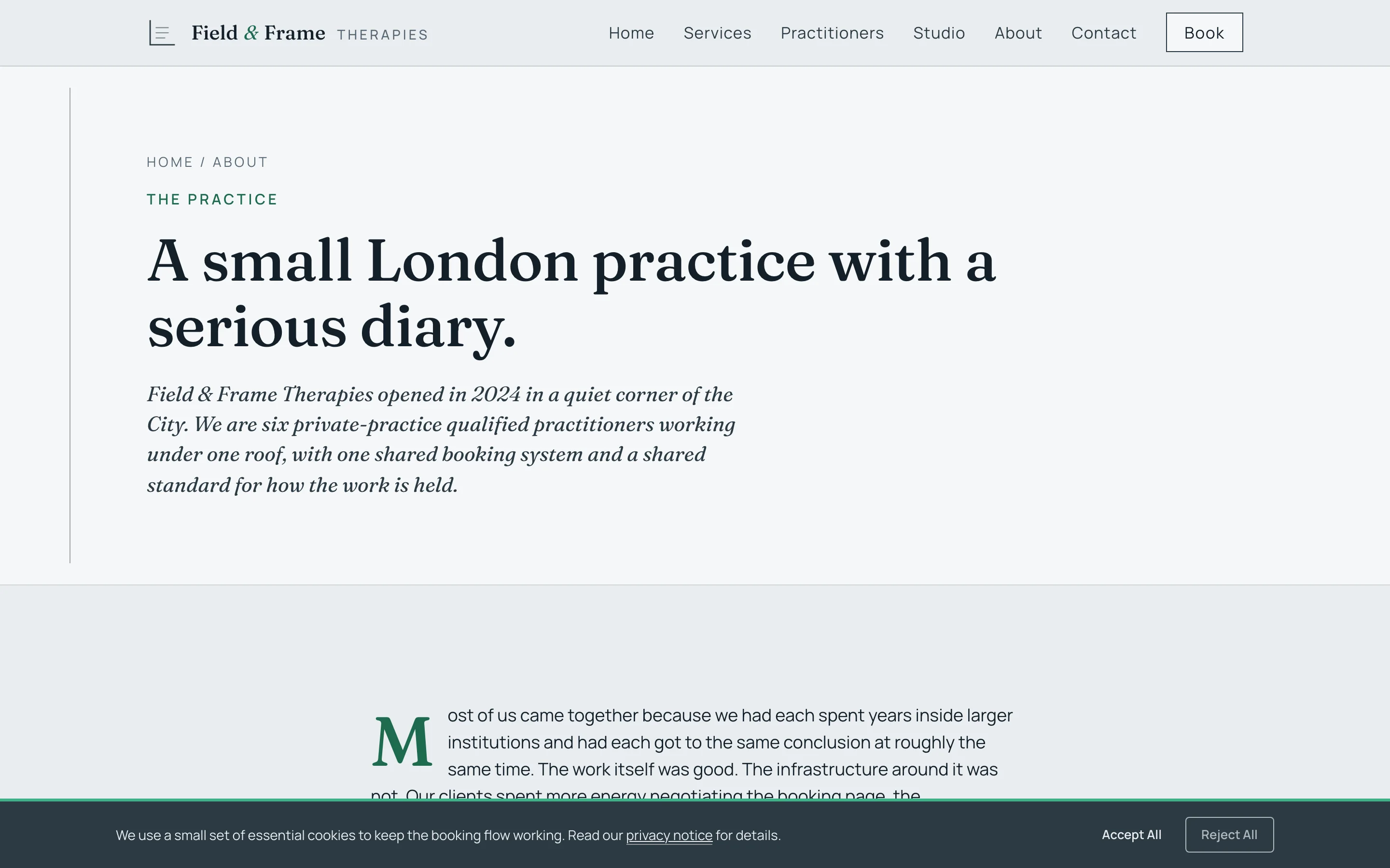 About — Field & Frame Therapies screenshot