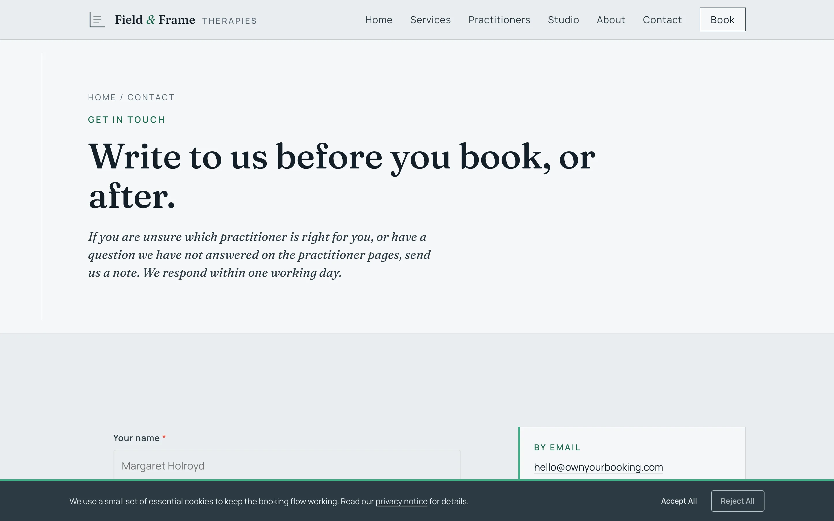 Contact us screenshot