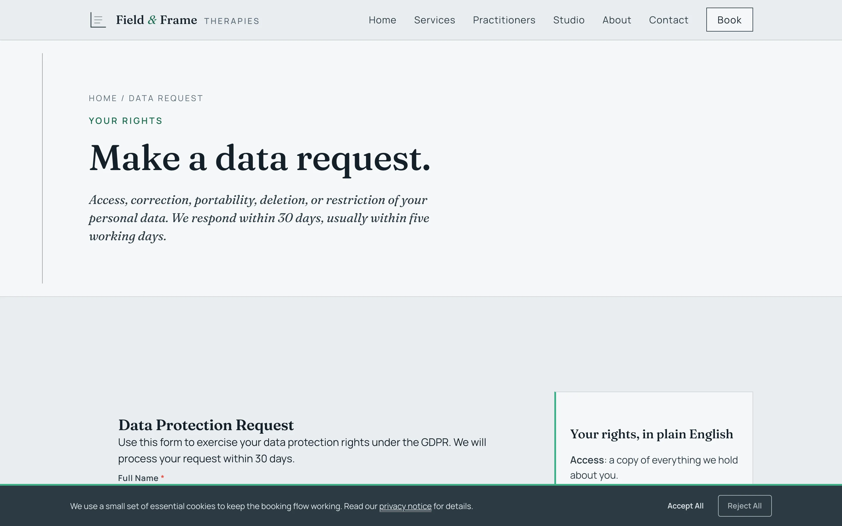 Make a data request screenshot