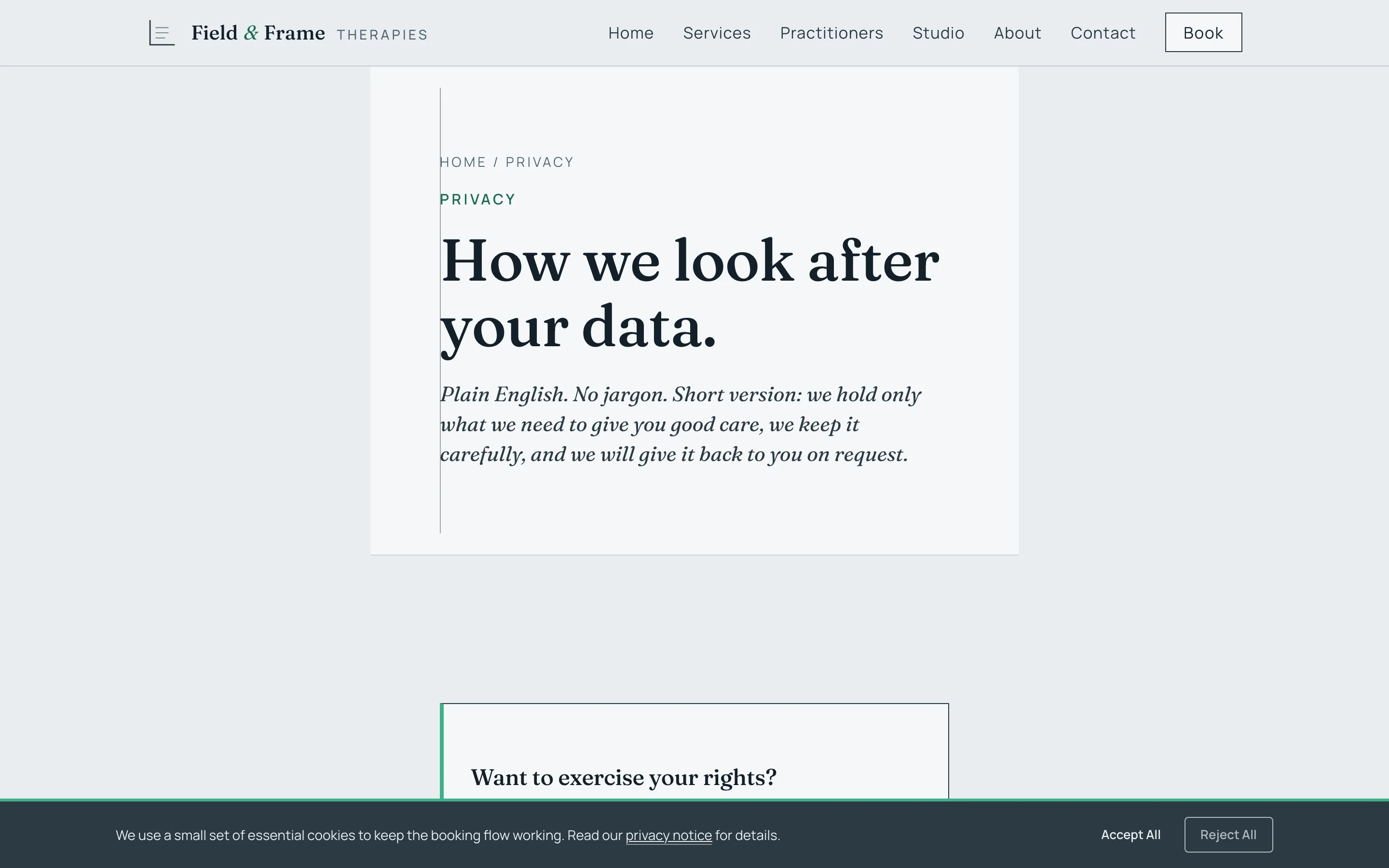 Privacy notice screenshot