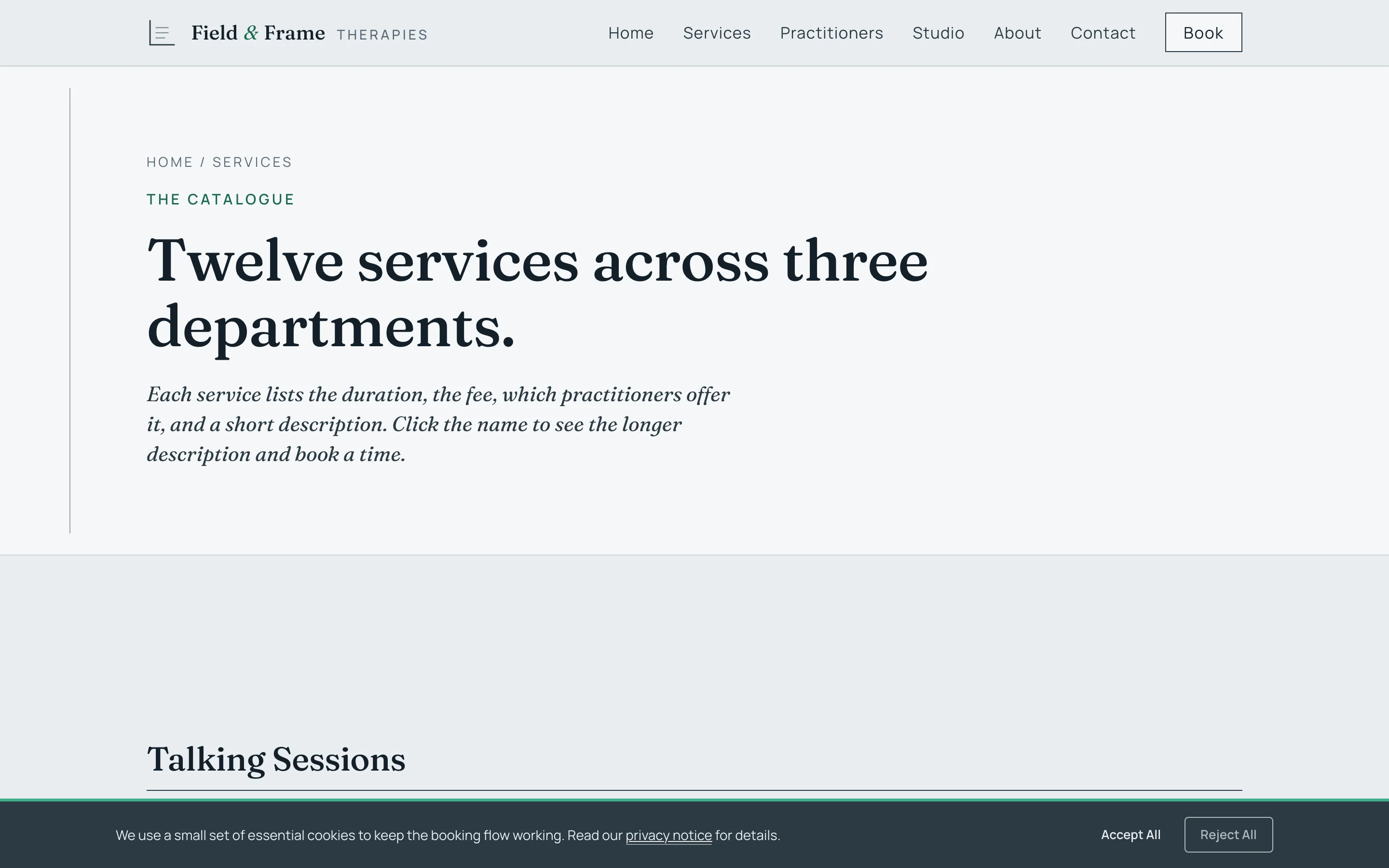 Services and fees screenshot