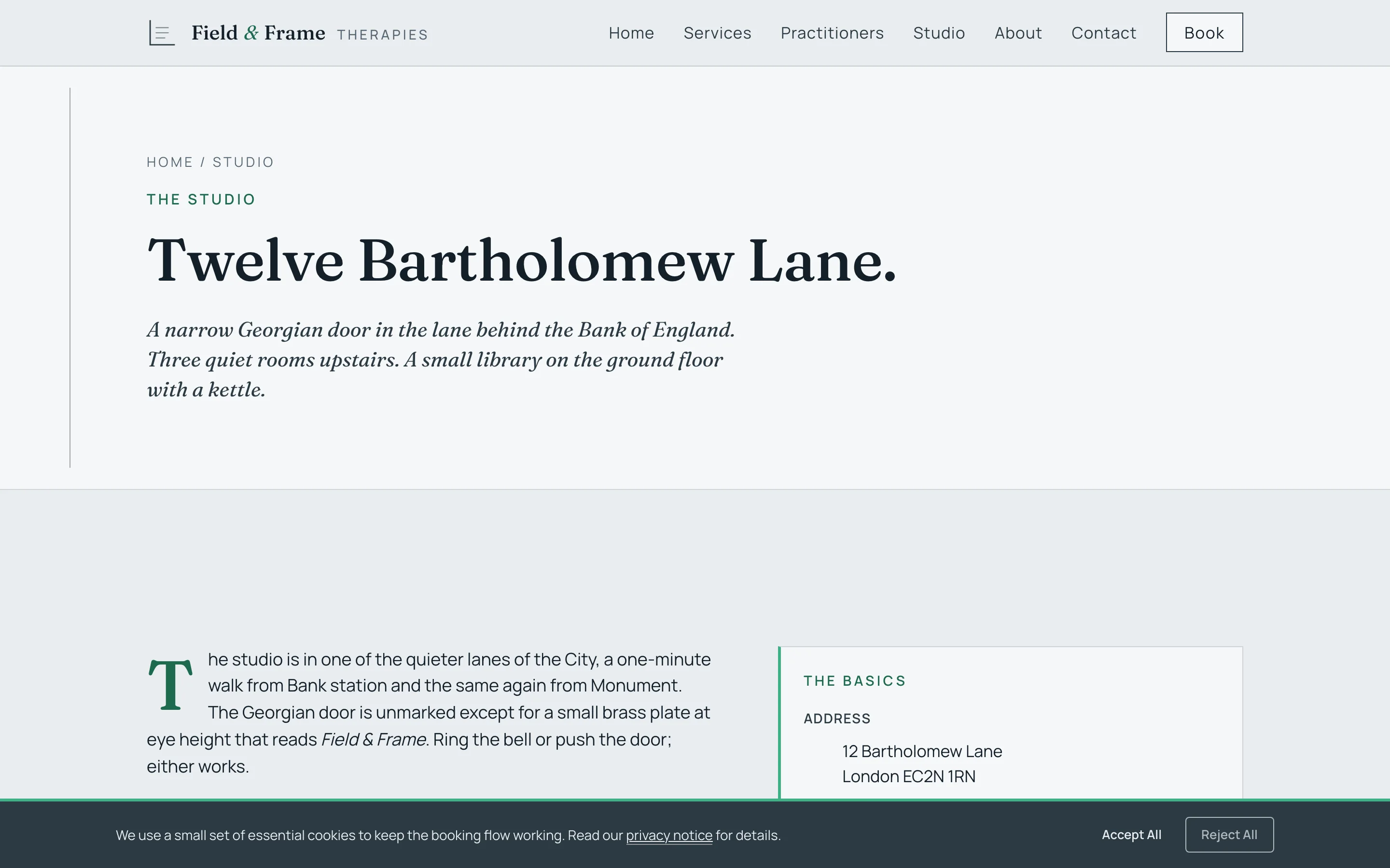 The studio at 12 Bartholomew Lane screenshot
